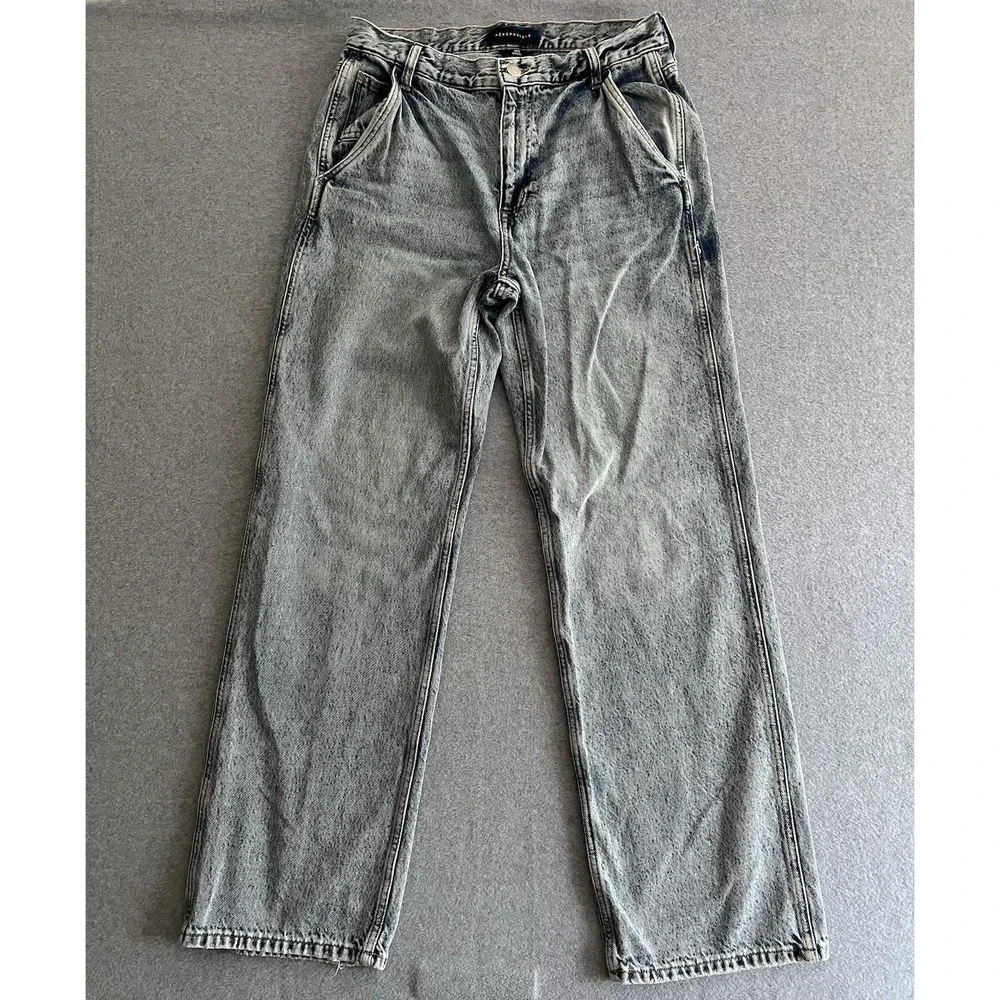 Aeropostale 90's Baggy Women's Jeans Size 10R Y2K Wide Leg Light‎ Acid Wash 32